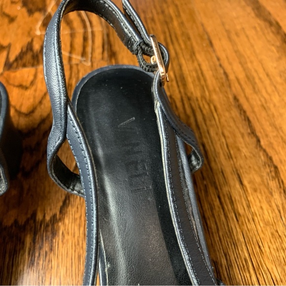 Chic Dark Navy Slingback Leather Heels - Picture 3 of 5